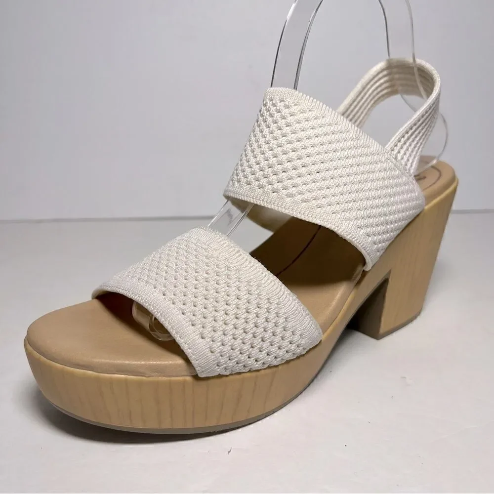 Dr. Scholls Womens Becca Wooden‎ Platform Slingback Sandals in Tofu White 10M